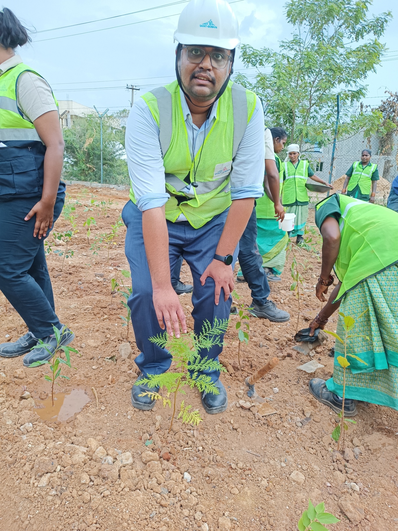 Venugopal R on-ground at a Saint-Gobain sustainability initiative